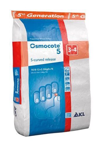 Osmocote 5 16-8-12+2.2MgO S-curved 3/4mnd 25kg (zak)